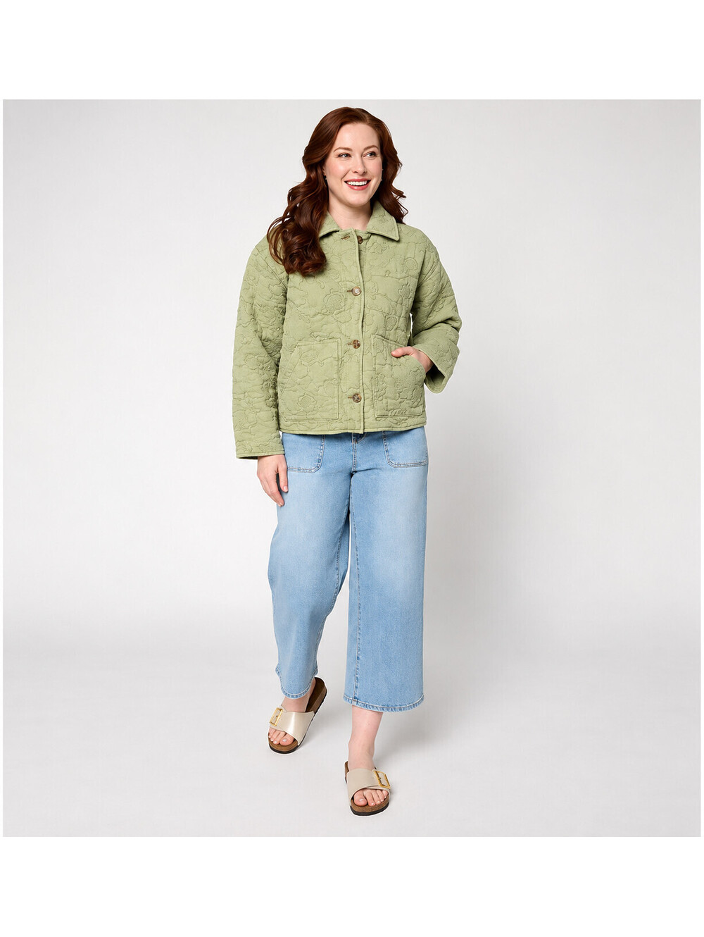 Me by Jennie Garth 100% Cotton Embroidered Floral Novelty Jacket Tea, Medium